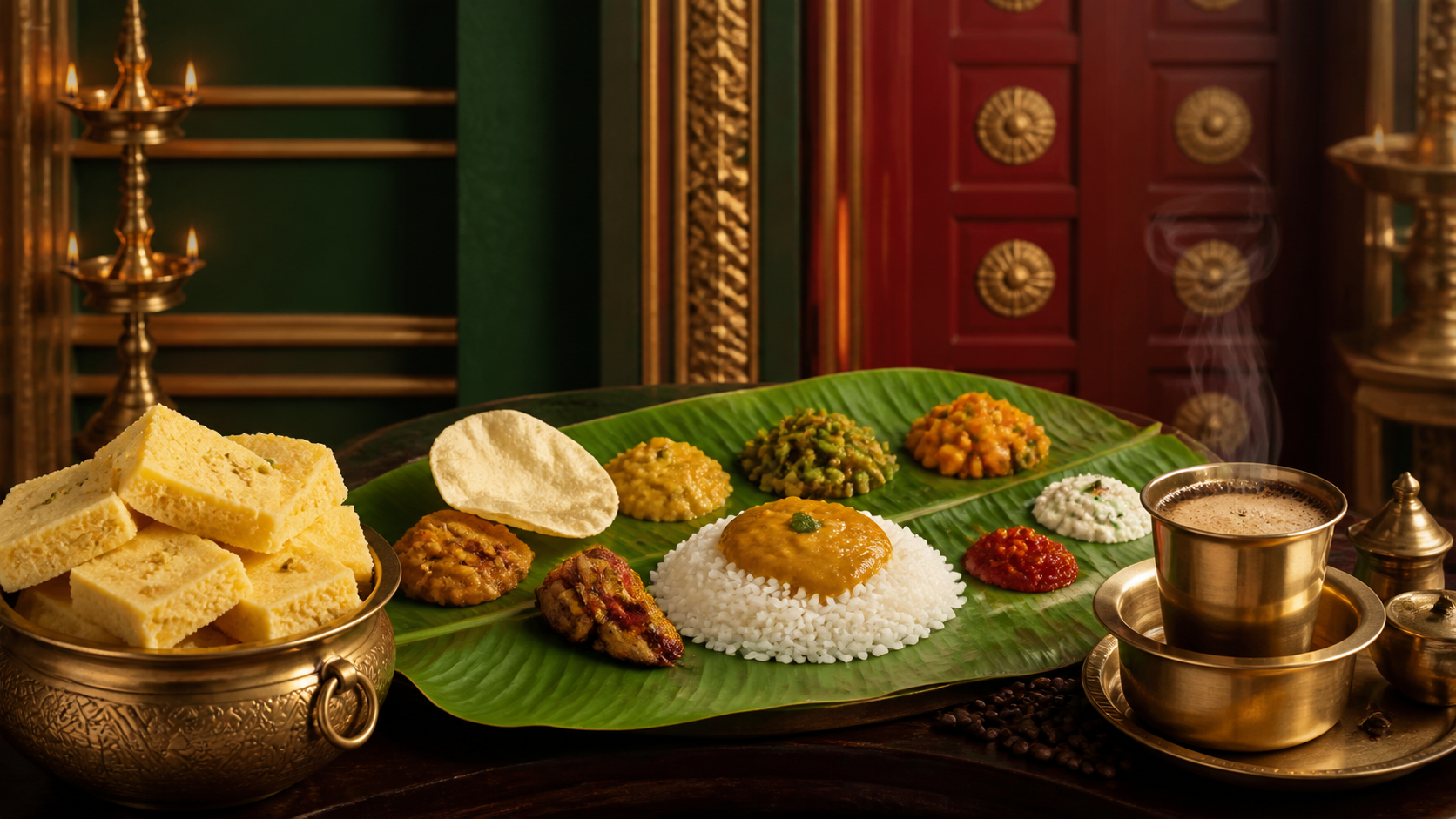 Traditional Palcova, Tamil vegetarian meal and Kumbakonam Degree Coffee